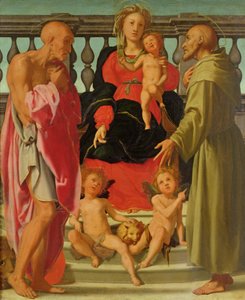 Madone et enfant avec anges et SS. Jérôme et François, c.1517-18 - Jacopo Pontormo